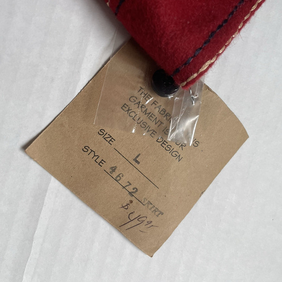 VTG Karavan Wool Button Skirt L Red Boho Folk Y2K Cottagecore Mod Lined NWT - Picture 6 of 8